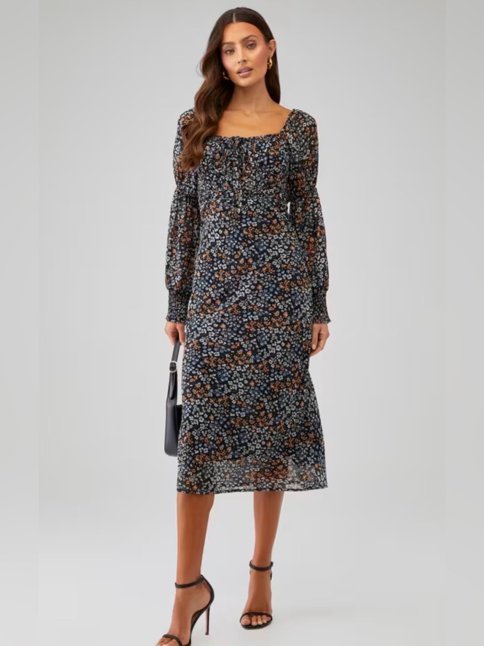 ASTR The Label Salinas Dress in a black multi ditsy floral print